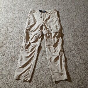 K-Way Pants Mens 34‎ Convertible Beige Hiking Nylon Outdoor Cargo Zip Off Legs